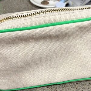 Stoney Clover lane Canvas Pouch with Green Leather Trim